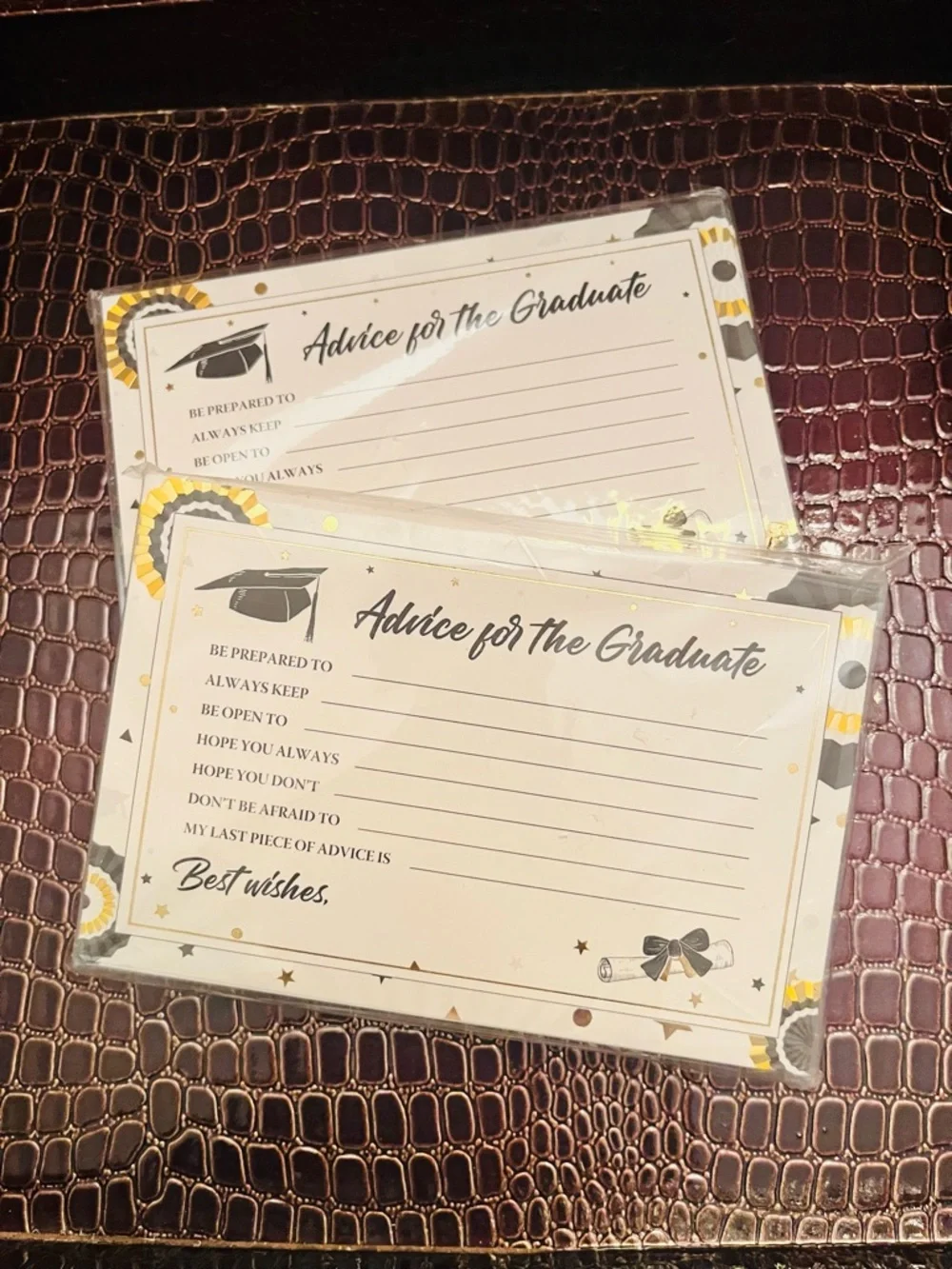 Graduation Advice Cards – 2 packs (Approx. 50 ea.) Gold & Black Accents NWOT